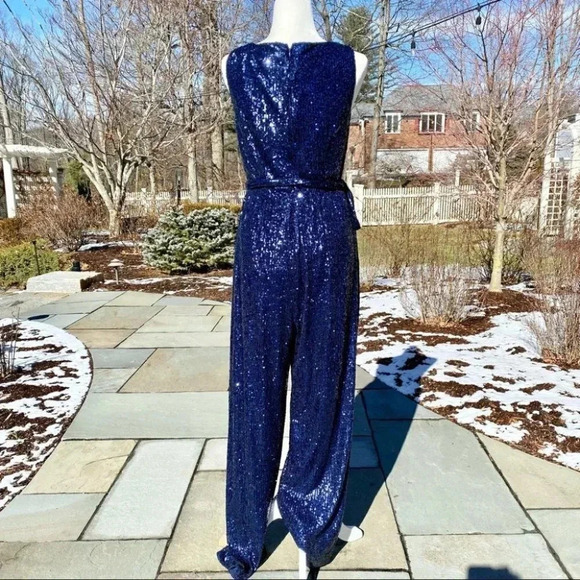 NWT BHLDN Sachin and Babi Somers Sequin Wide Leg Wedding Jumpsuit Party in Blue - Picture 10 of 17